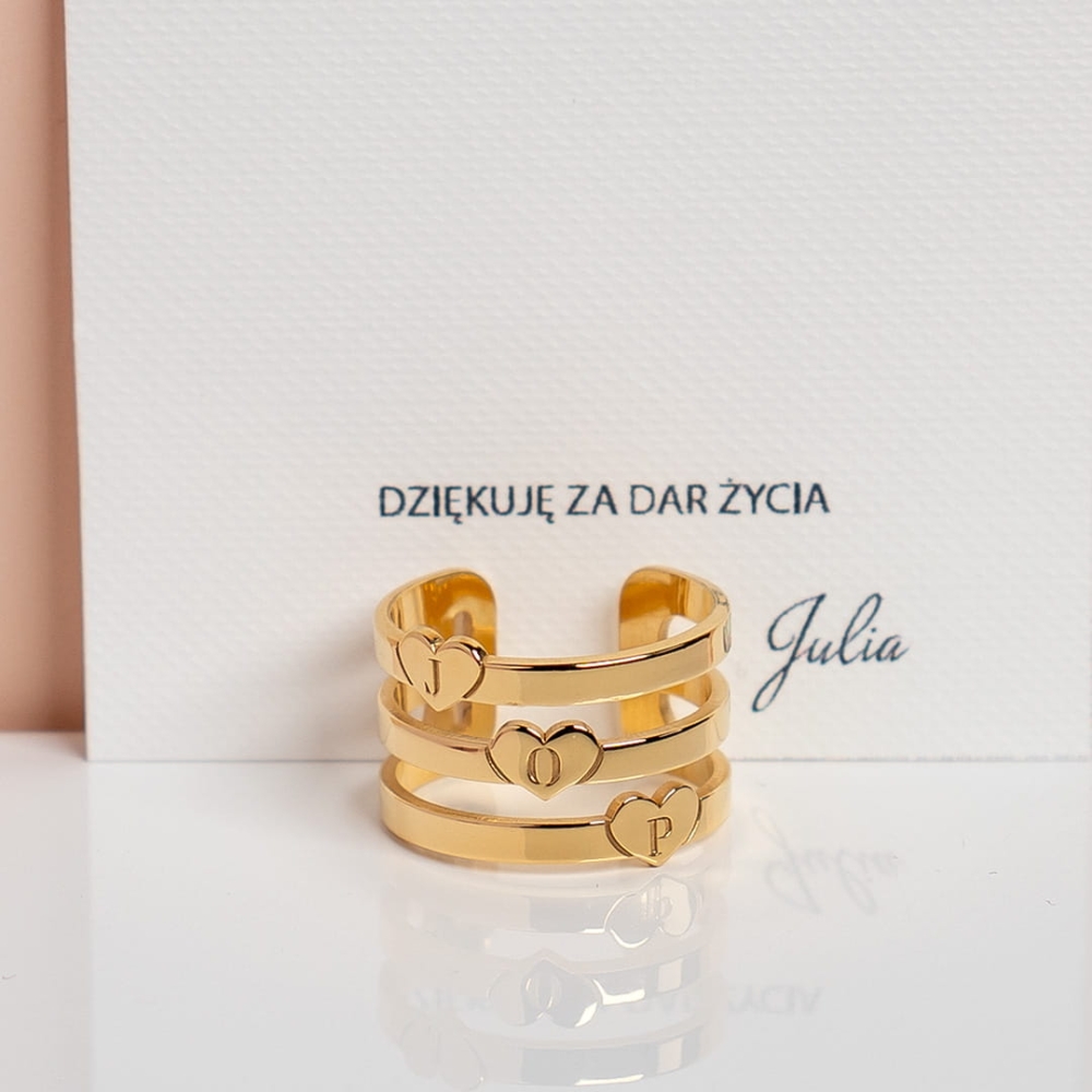 Złoty Pierścionek Trzy Serca Gold