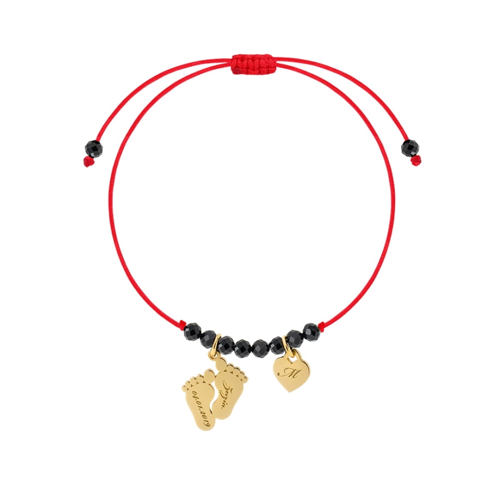 Bransoletka Na Sznurku Czerwona Spinel Stópki