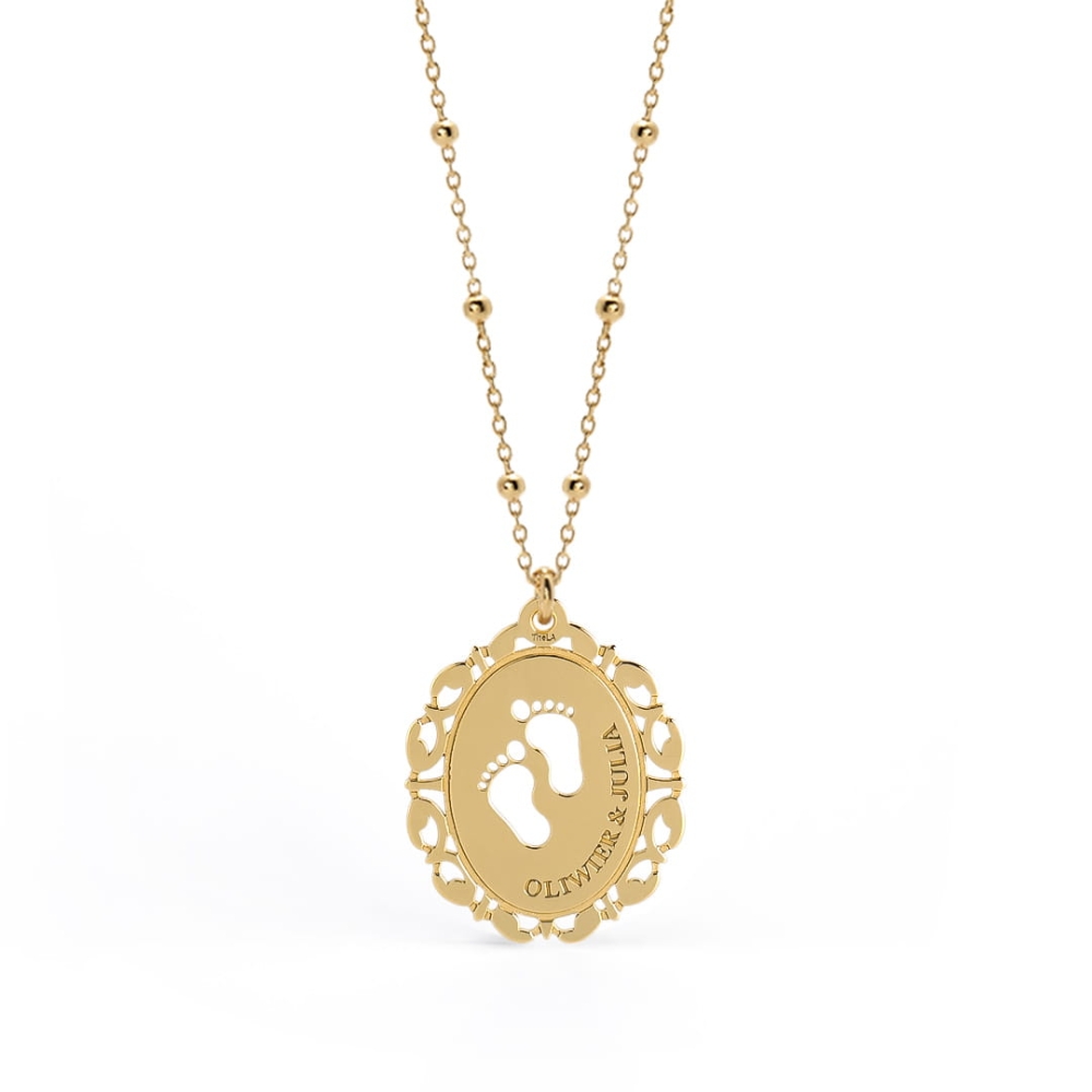 Złoty Naszyjnik Medalik Stopki THE MOM.jpg