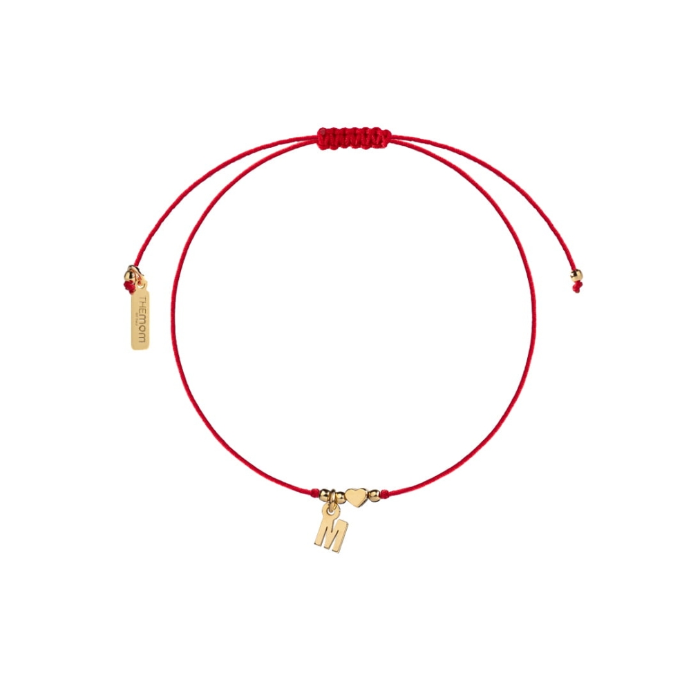 Bransoletka Na Sznurku Serce Literka