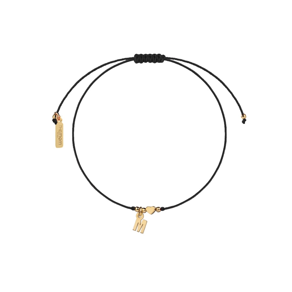 Bransoletka Na Sznurku Czarna Literka Serce THEMOM.jpg