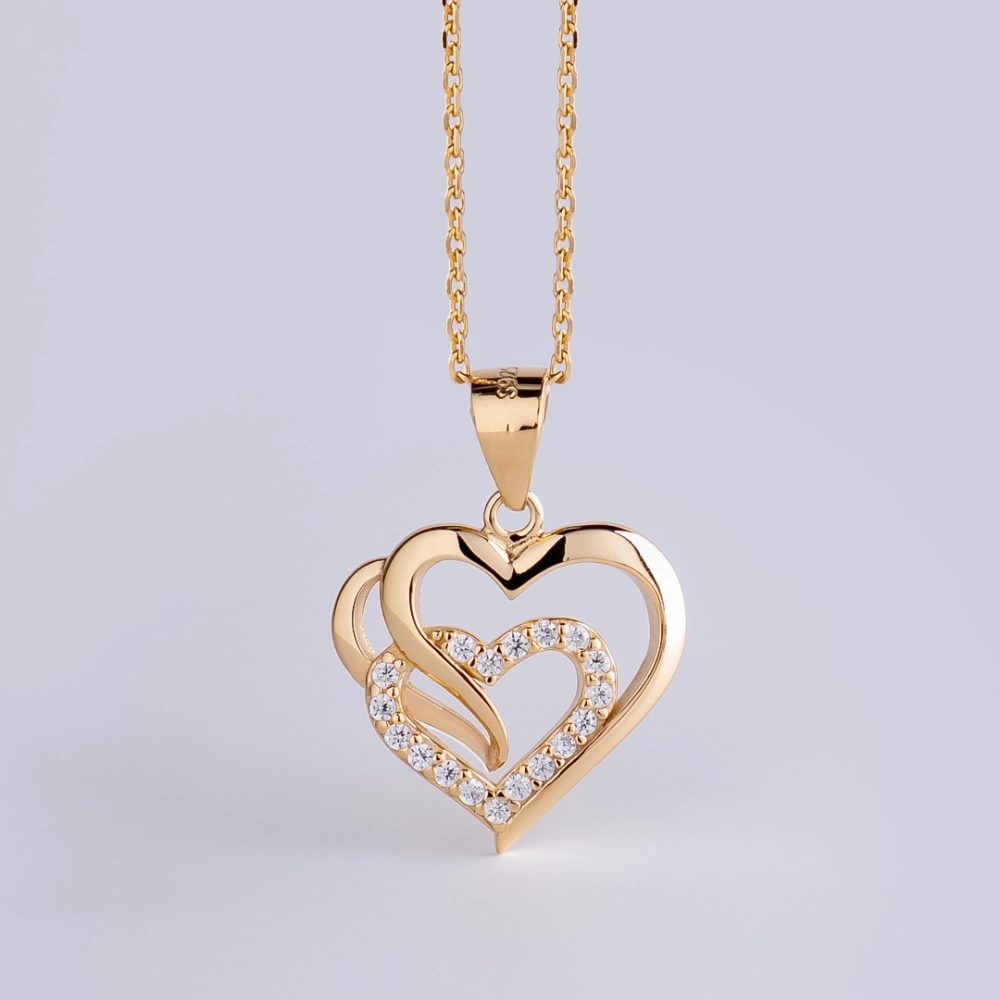Złoty Naszyjnik Damski Z Sercem - Prezent dla żony - Walentynki - Urodziny - Święta - Dzień Kobiet