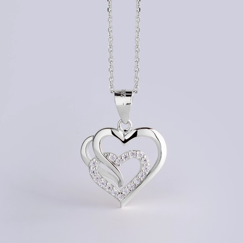 Srebrny Naszyjnik Damski Z Sercem - Prezent dla żony - Walentynki - Urodziny - Święta - Dzień Kobiet