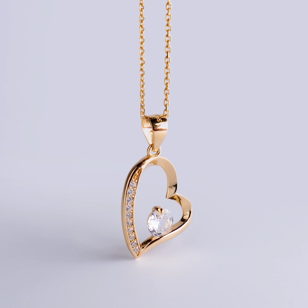 Złoty Naszyjnik Damski Z Sercem - Prezent dla żony - Walentynki - Urodziny - Święta