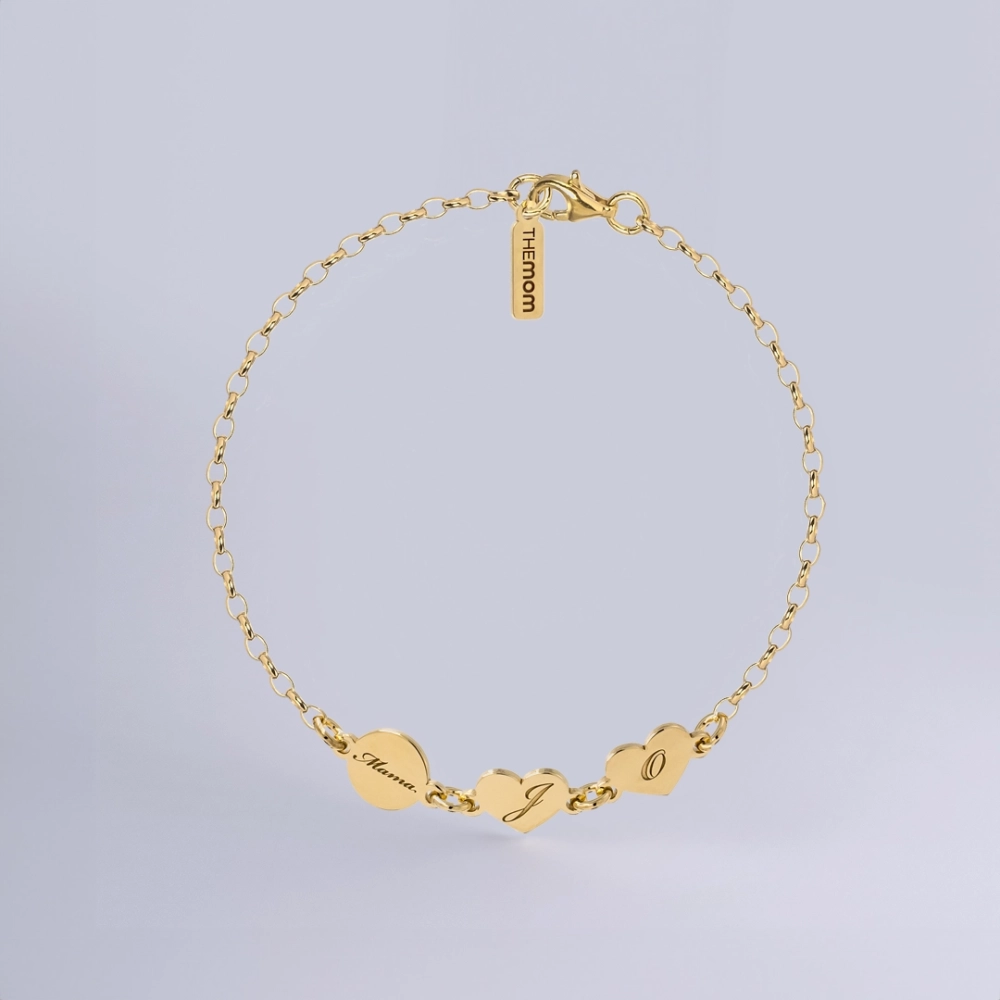 Złota Bransoletka Mama Serca Zblizenie.webp