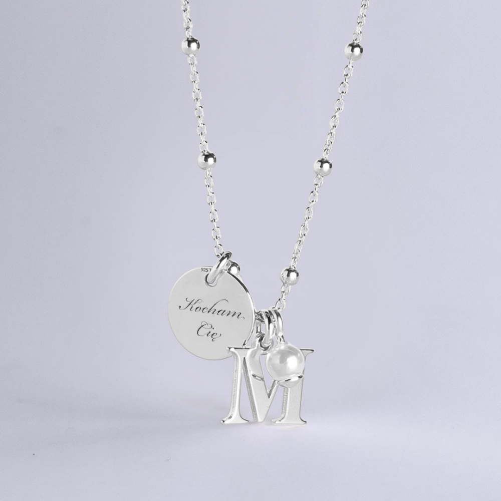 Srebrny Naszyjnik Damski z Literką dla Ukochanej, dla Żony