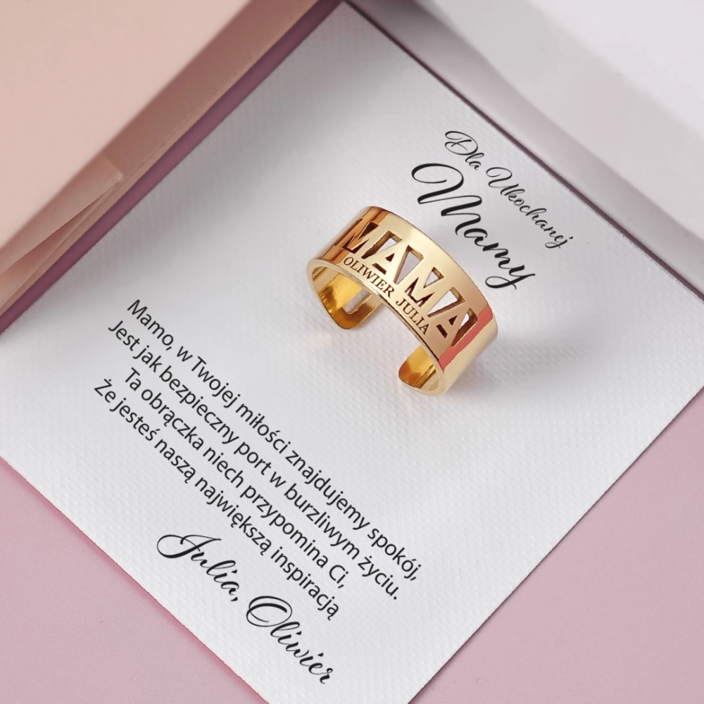 Złoty Pierścionek Obrączka MAMA Gold