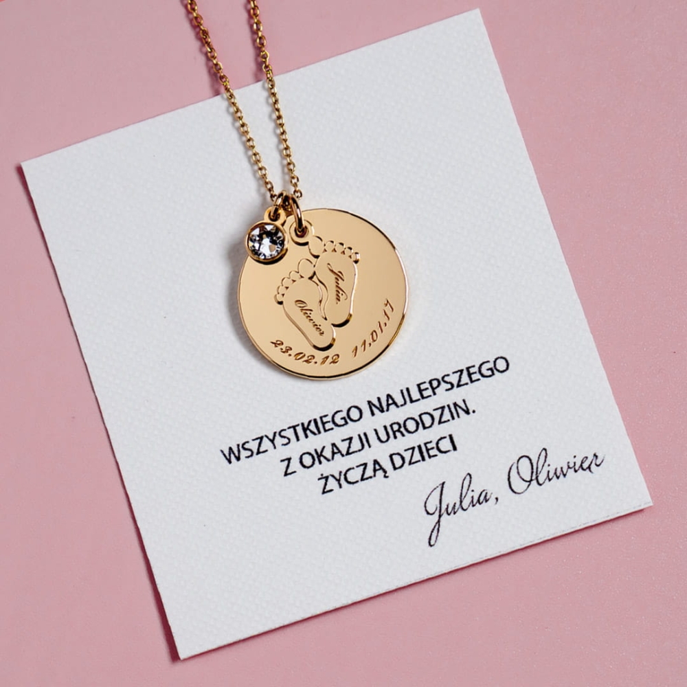 Złoty Naszyjnik Stópki Kryształ Gold
